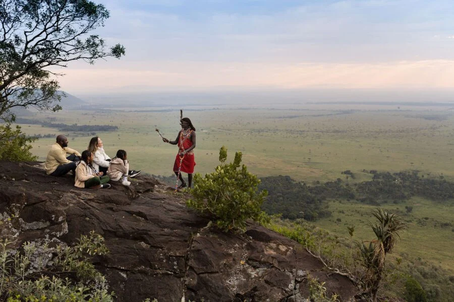 Angama Mara Family on the Out of Africa Kopje. Book with Adeli Kenya Safaris
