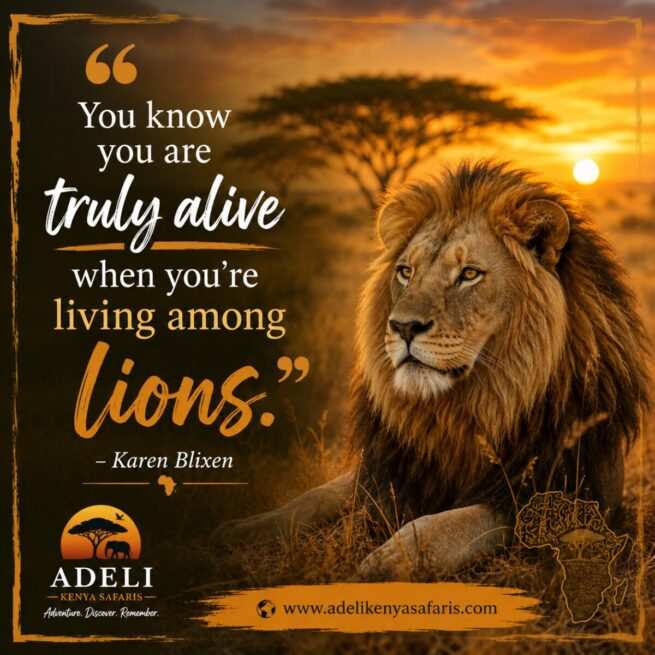 “You know you are truly alive when you’re living among lions.” – Karen Blixen - Adeli Kenya Safaris