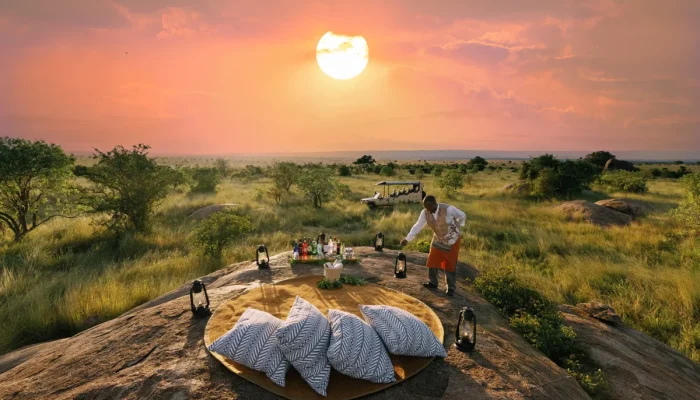 Bushtops Sundowner at Mufasa Rock - Africa family safari holidays and tour packages in Kenya and Tanzania with Adeli Kenya Safaris - the best tour company and travel agency in Kenya