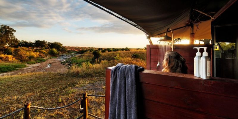 Elewana-Sand-River-Family-tent-shower